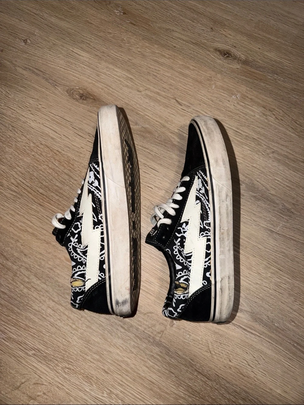 Revenge X Storm Black & White Bandanna Style Low-Top Sneakers
